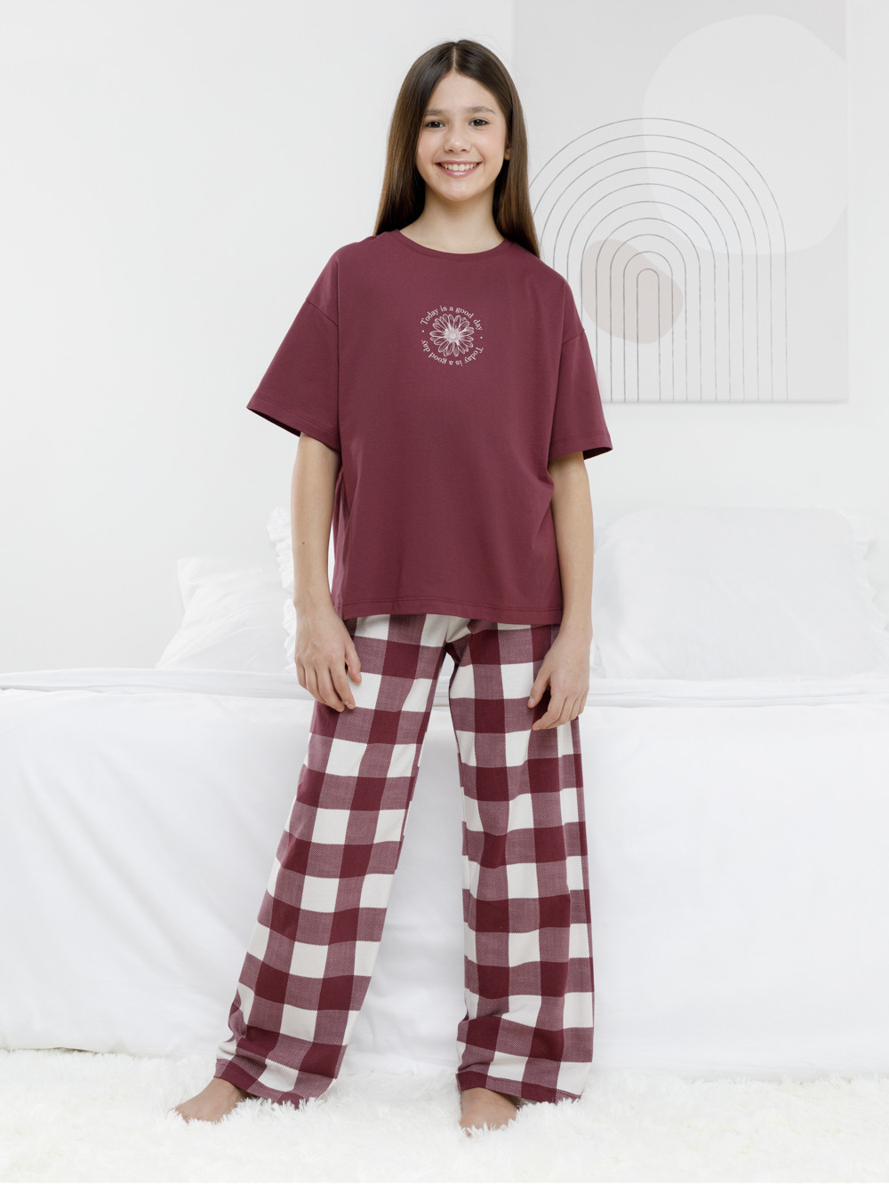 Пижама для девочки, артикул: МП 1657-1, цвет: коричневый, фото 3