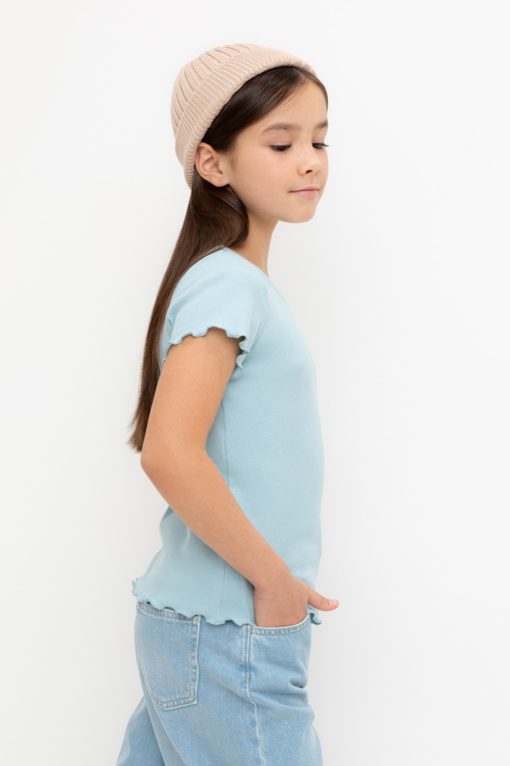 Футболка для девочки, артикул: КР 301989-1, цвет: голубой, фото 3
