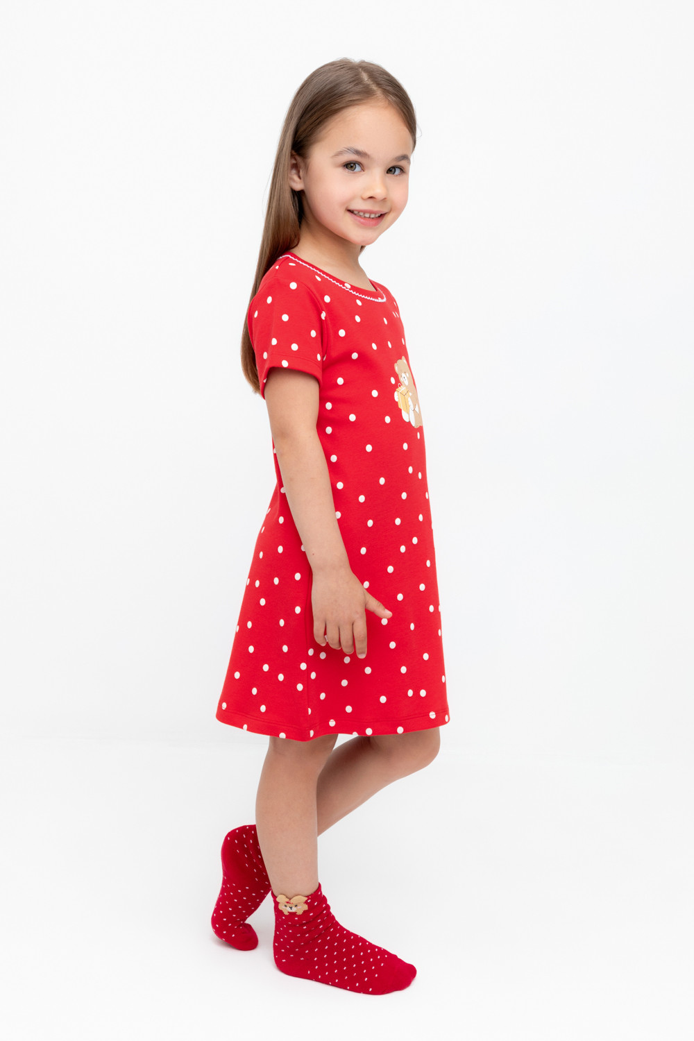 Ночная сорочка для девочки, артикул: К 1155, цвет: красный, фото 3