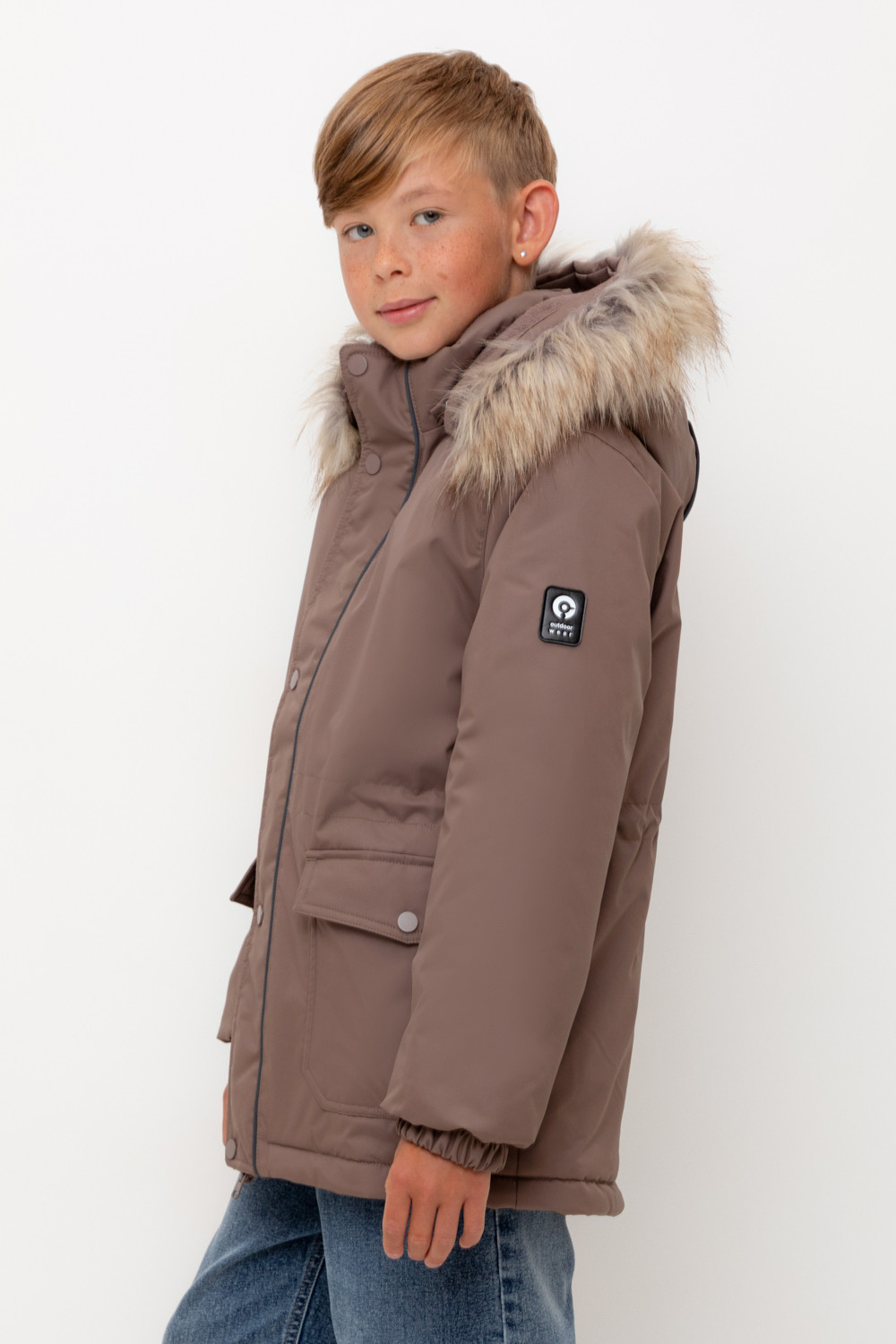 Пальто, плащи для мальчика, артикул: ВК 36096/7 УЗГ (122-158), цвет: кофейный, фото 3