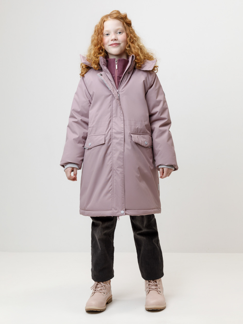 Пальто для девочки, артикул: ВК 38107/8 ГР, цвет: розовый, фото 2