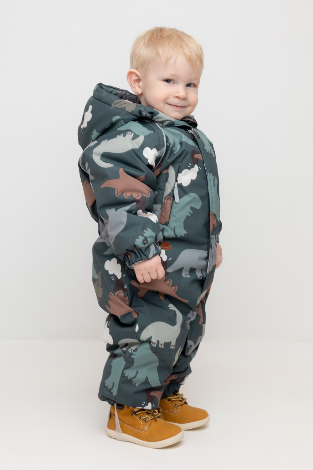 Комбинезоны утепленные для мальчика, артикул: ВК 60113/н/8 УЗГ, цвет: зеленый, фото 3