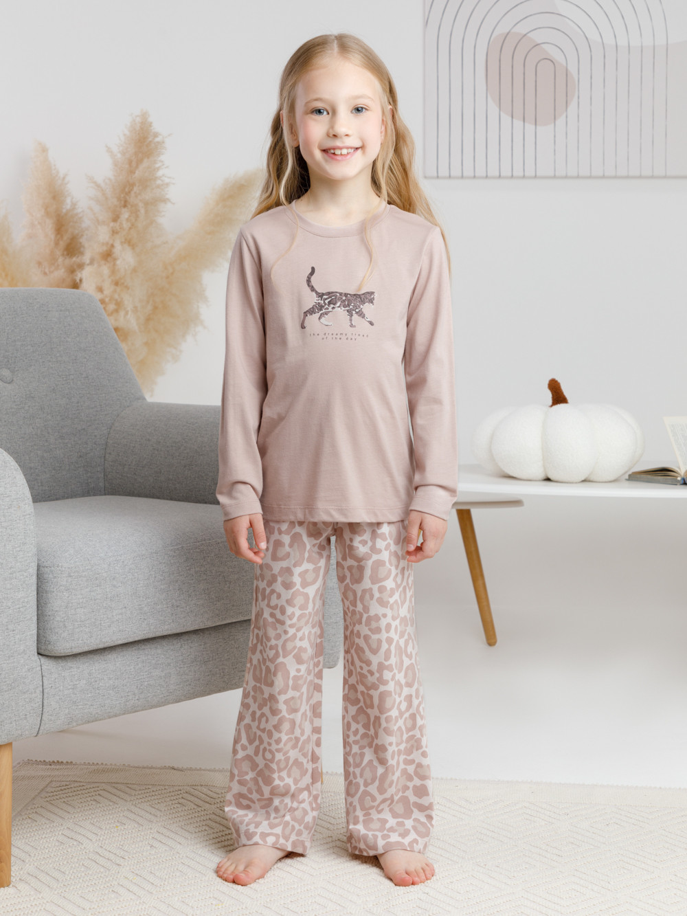 Пижама для девочки, артикул: К 1623, цвет: кофейный, фото 3
