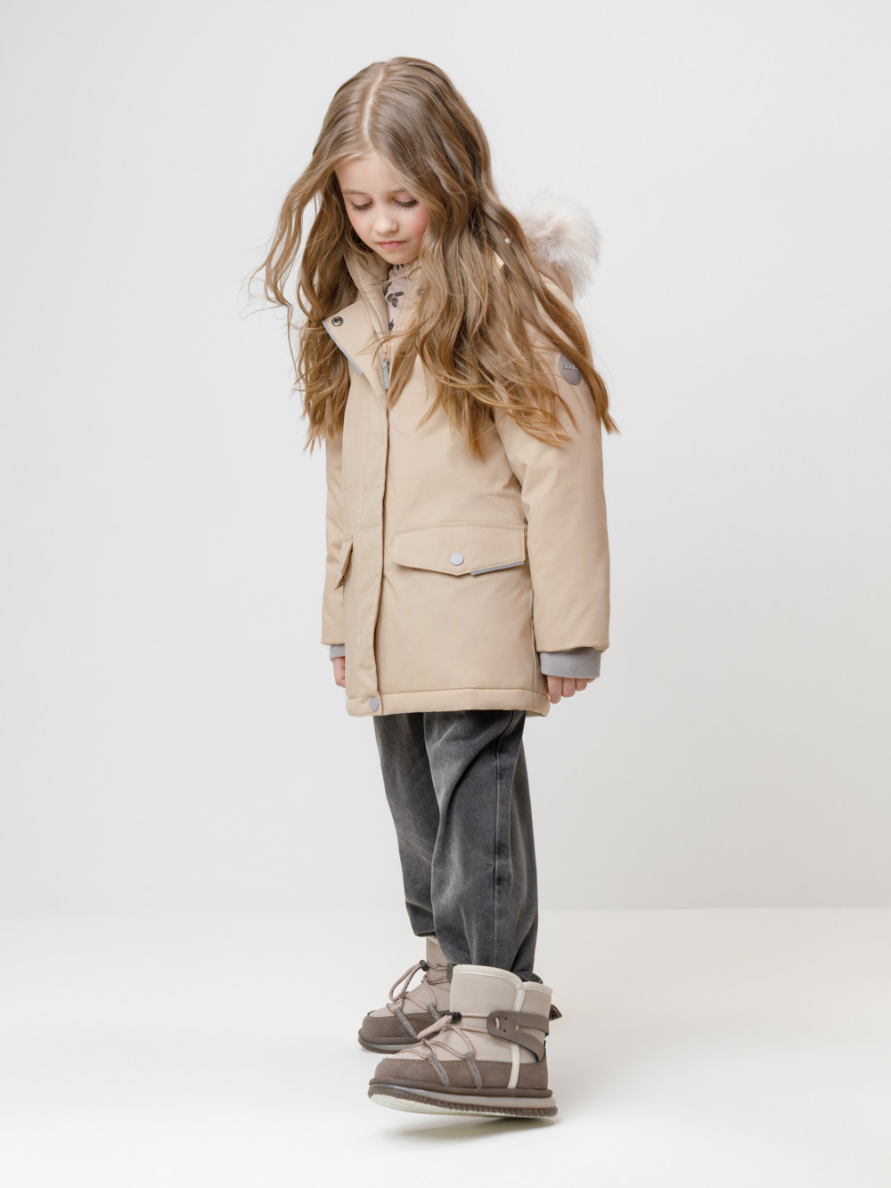 Куртка для девочки, артикул: ВК 38112/4 ГР, цвет: светло-бежевый, фото 3
