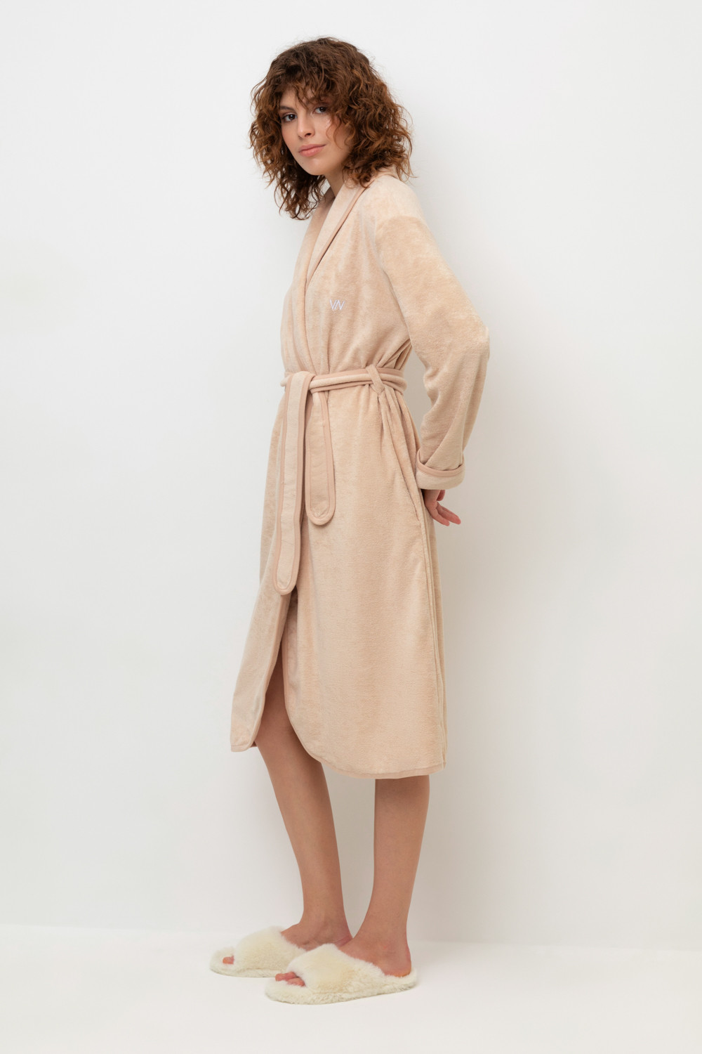 Халаты женские для мам, артикул: Е 50001/24, цвет: светло-бежевый, фото 3