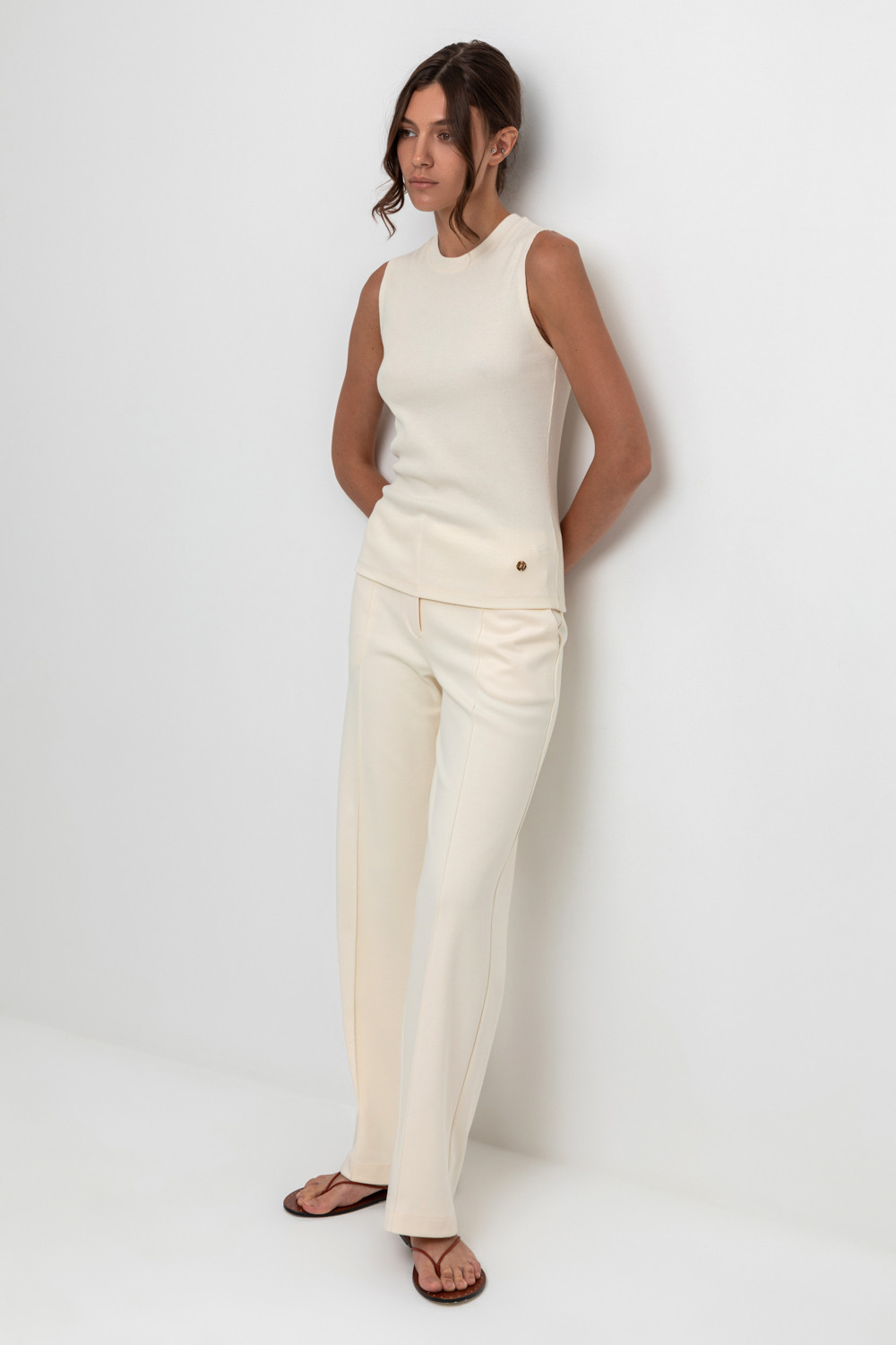 Брюки женские для мам, артикул: ЕВТ 4071, цвет: светло-бежевый, фото 3