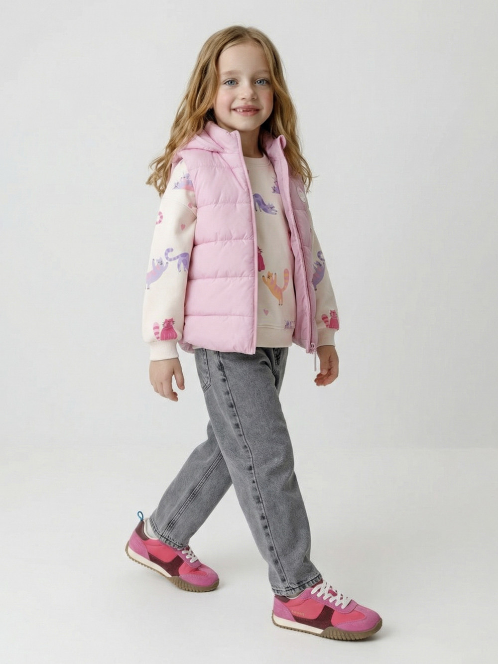 Жилет для девочки, артикул: ВК 35012/5 ГР, цвет: розовый, фото 3
