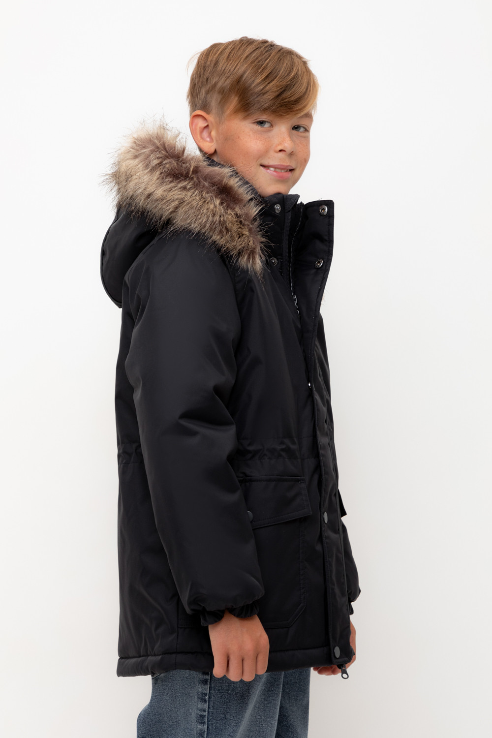 Пальто, плащи для мальчика, артикул: ВК 36096/4 УЗГ (122-158), цвет: темно-серый, фото 3