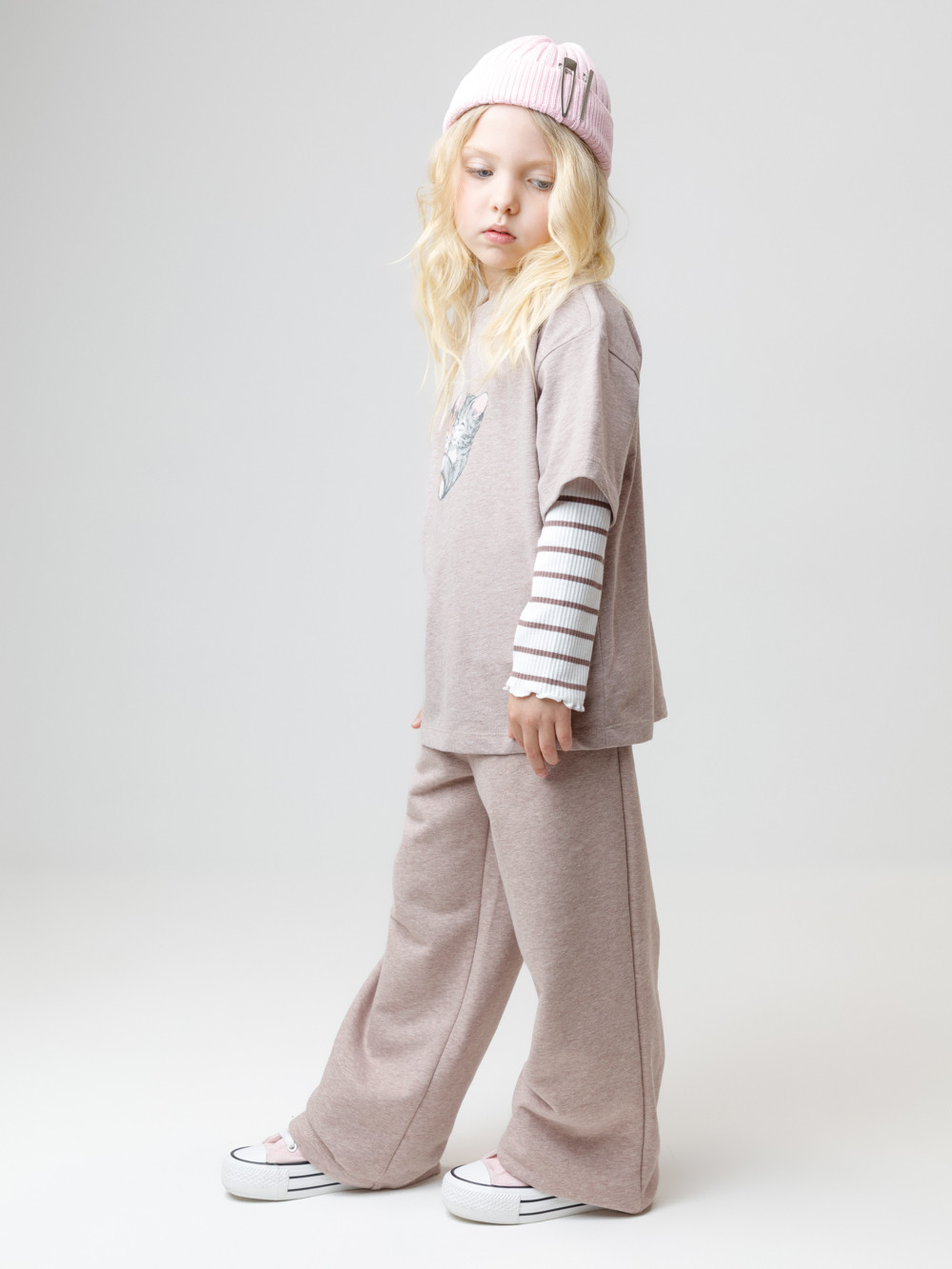 Брюки для девочки, артикул: КР 400842, цвет: кофейный, фото 3