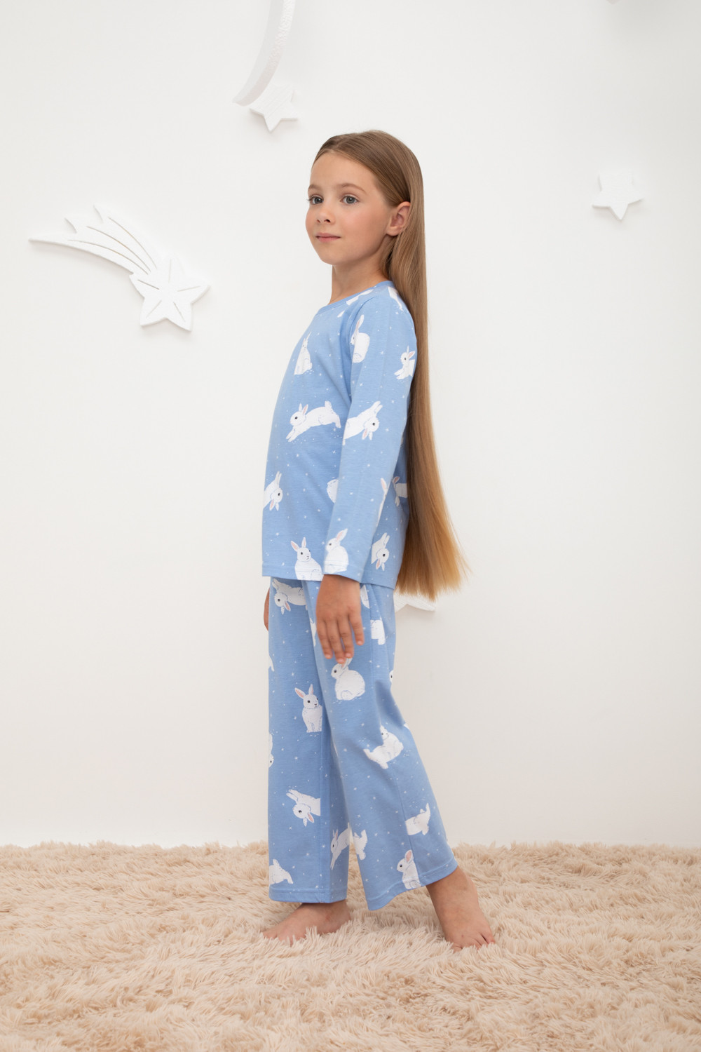 Пижама для девочки, артикул: К 1622, цвет: голубой, фото 3