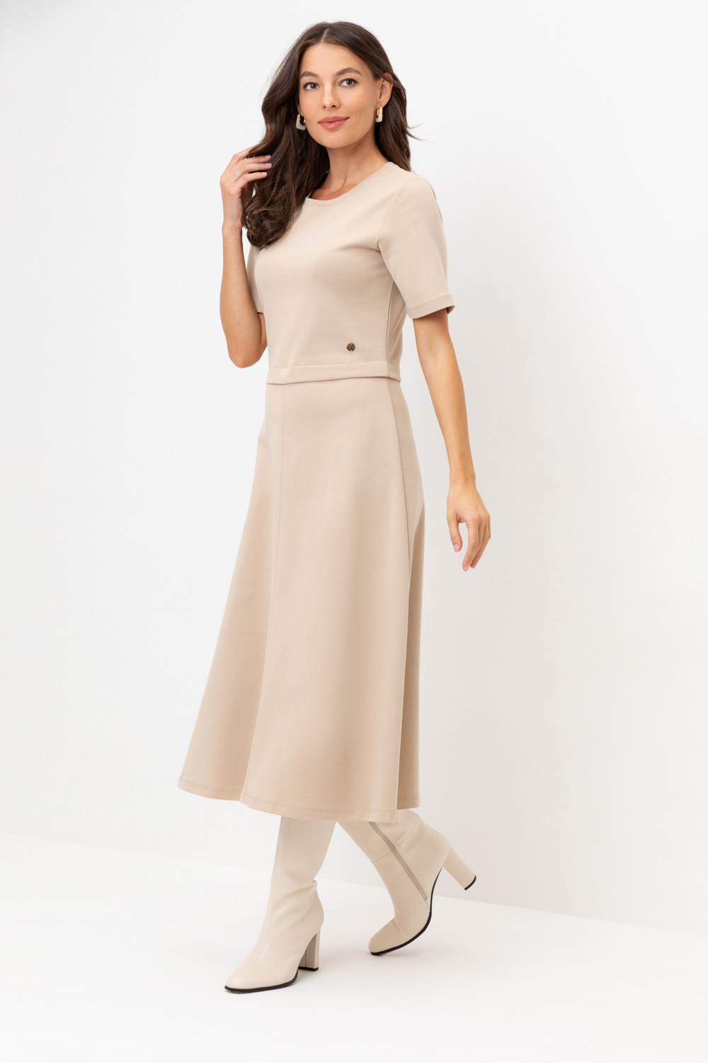 Платья женские для мам, артикул: ЕВТ 5058, цвет: бежевый, фото 3
