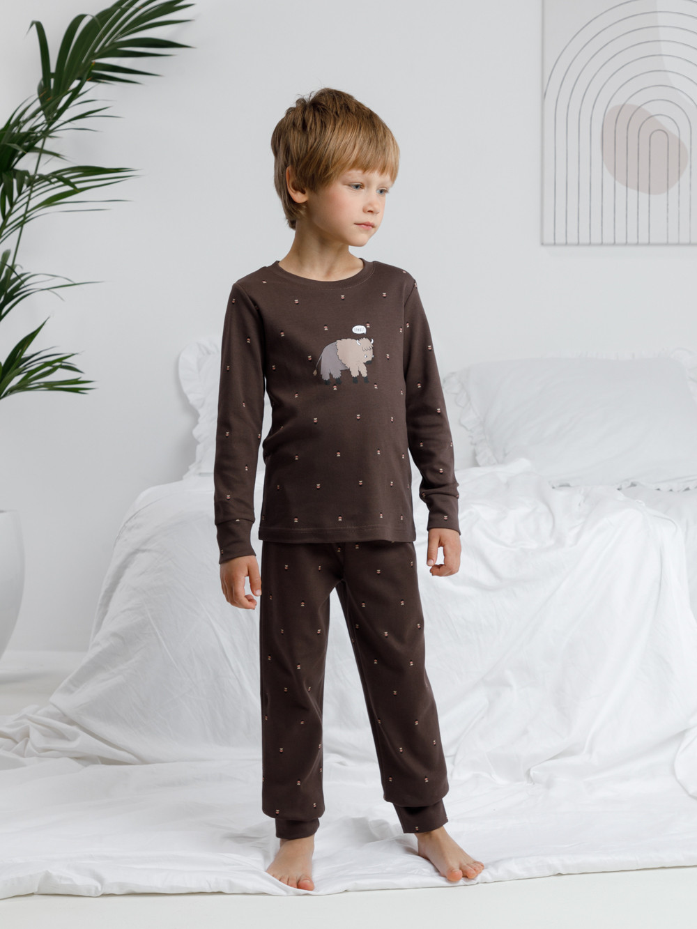 Пижама для мальчика, артикул: К 1621, цвет: коричневый, фото 3