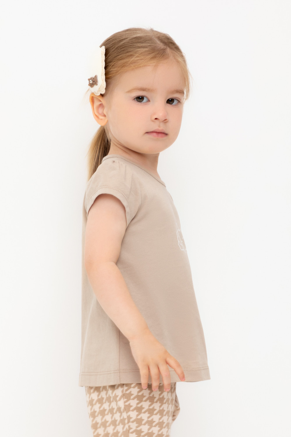 Футболка для девочки, артикул: КР 302548, цвет: бежевый, фото 3