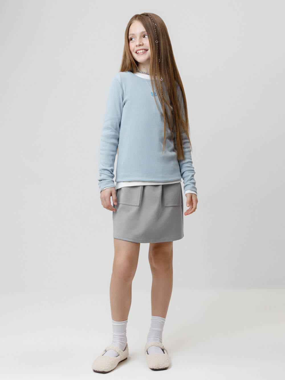 Лонгсливы для девочки, артикул: КР 301911, цвет: голубой, фото 3