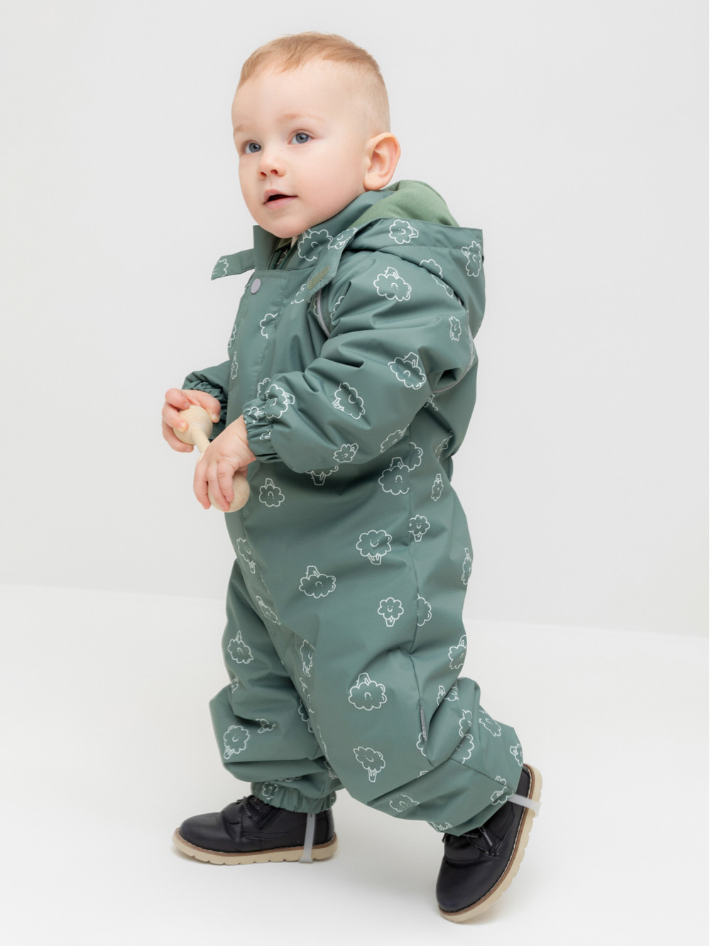 Комбинезоны утепленные для мальчика, артикул: ВК 60085/н/56 УЗГ, цвет: зеленый, фото 3