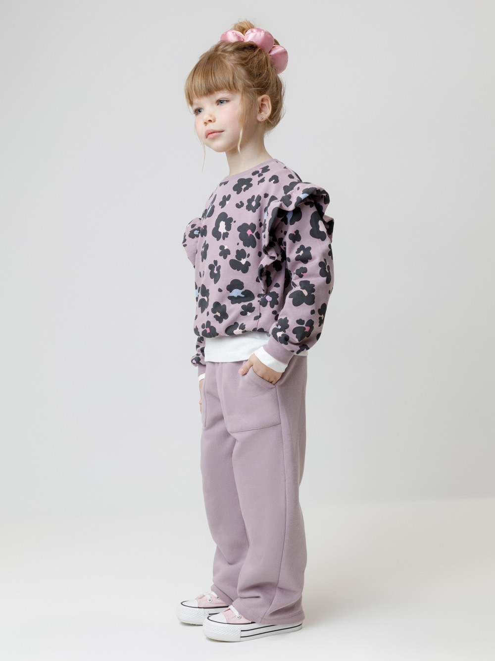 Брюки для девочки, артикул: КР 400844, цвет: фиолетовый, фото 3