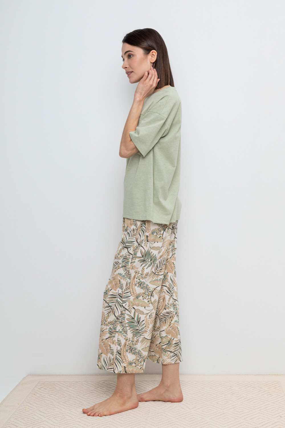 Брюки для дома для мам, артикул: Е 40037, цвет: светло-бежевый, фото 3