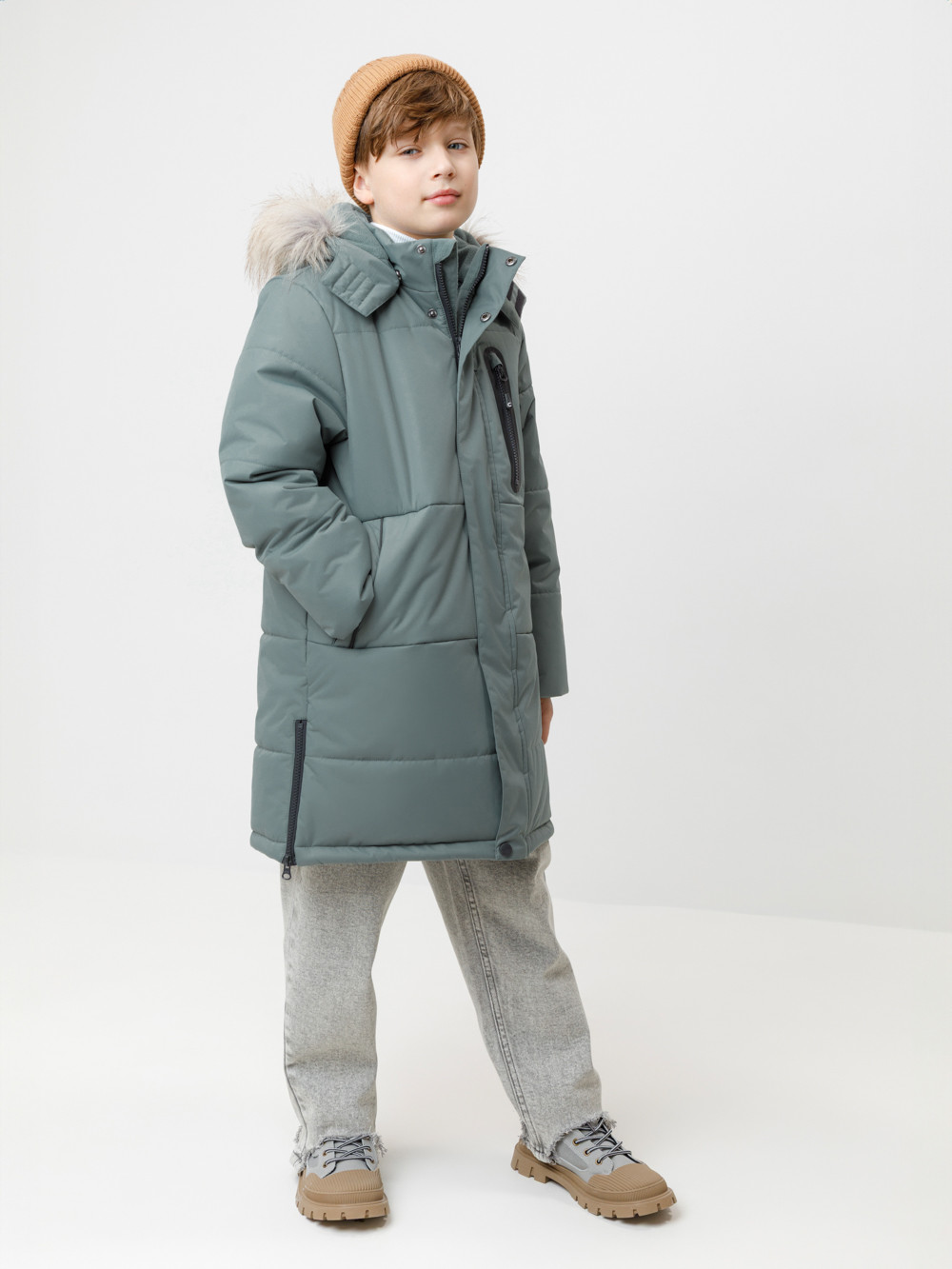 Пальто, плащи для мальчика, артикул: ВК 36110/2 ГР, цвет: зеленый, фото 3
