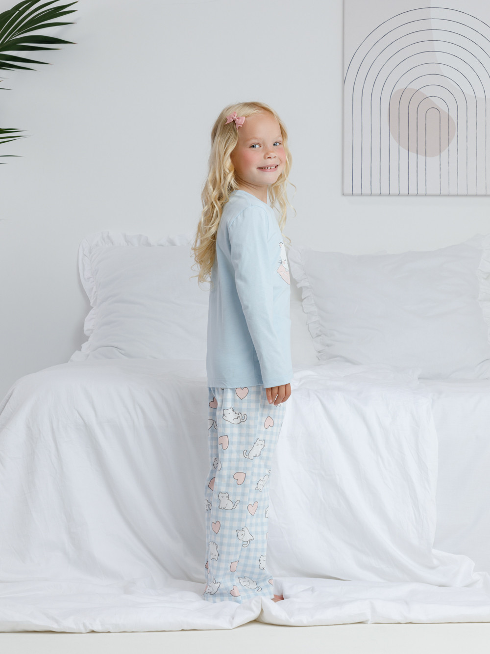 Пижама для девочки, артикул: К 1623, цвет: голубой, фото 3