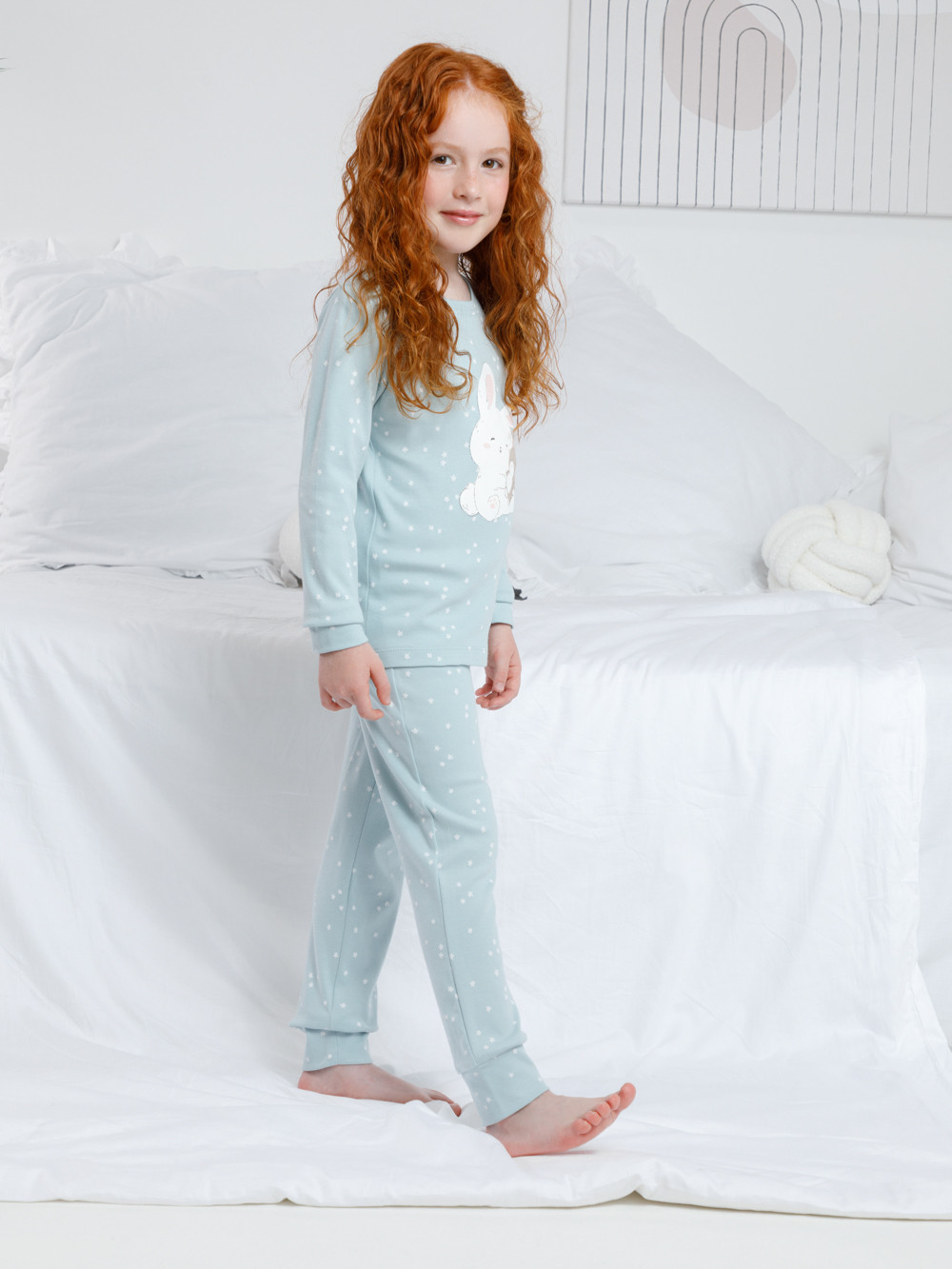 Пижама для девочки, артикул: К 1621, цвет: голубой, фото 2