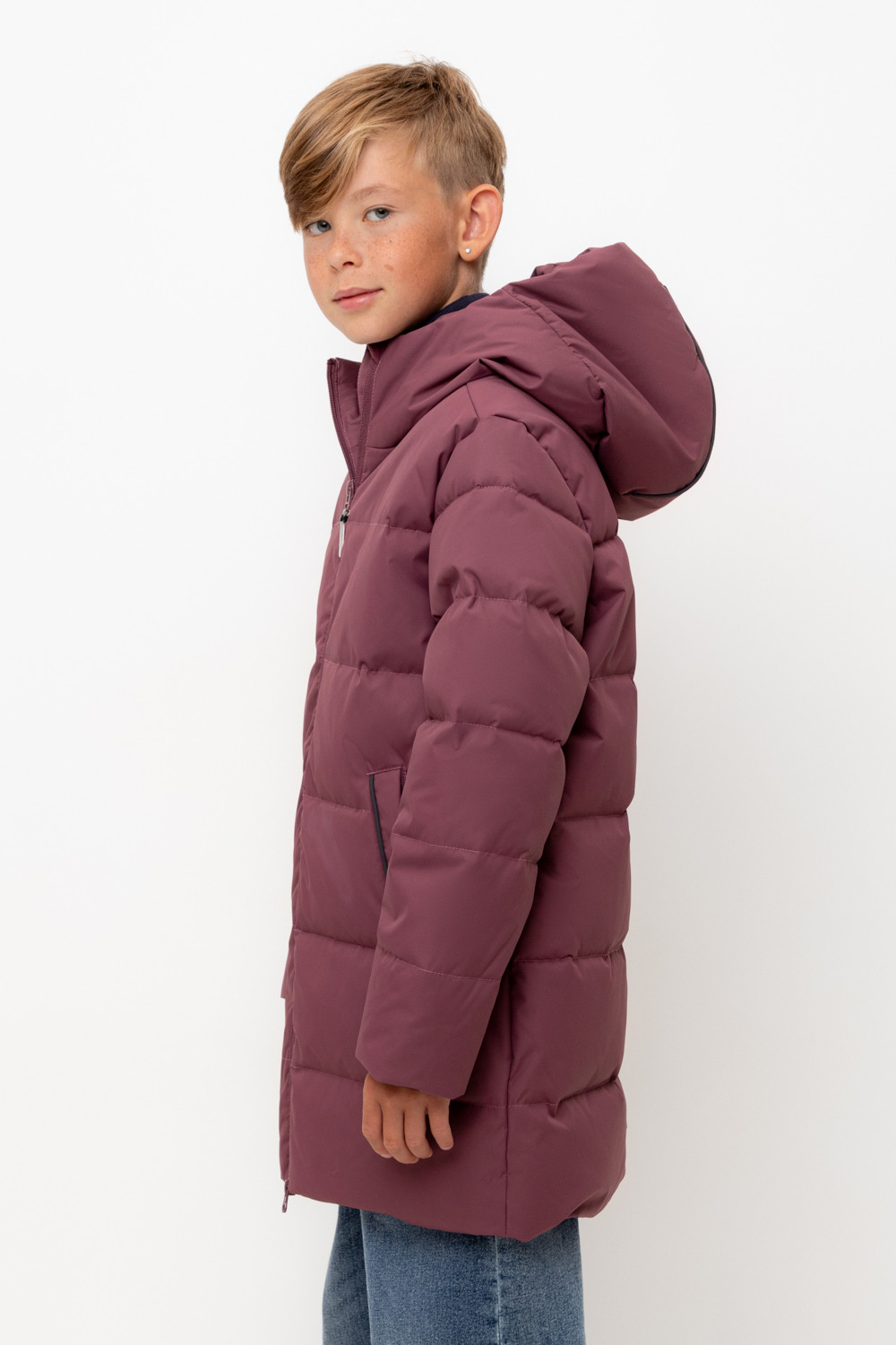 Пальто, плащи для мальчика, артикул: ВК 34070/2 УЗГ (122-158), цвет: бордовый, фото 3