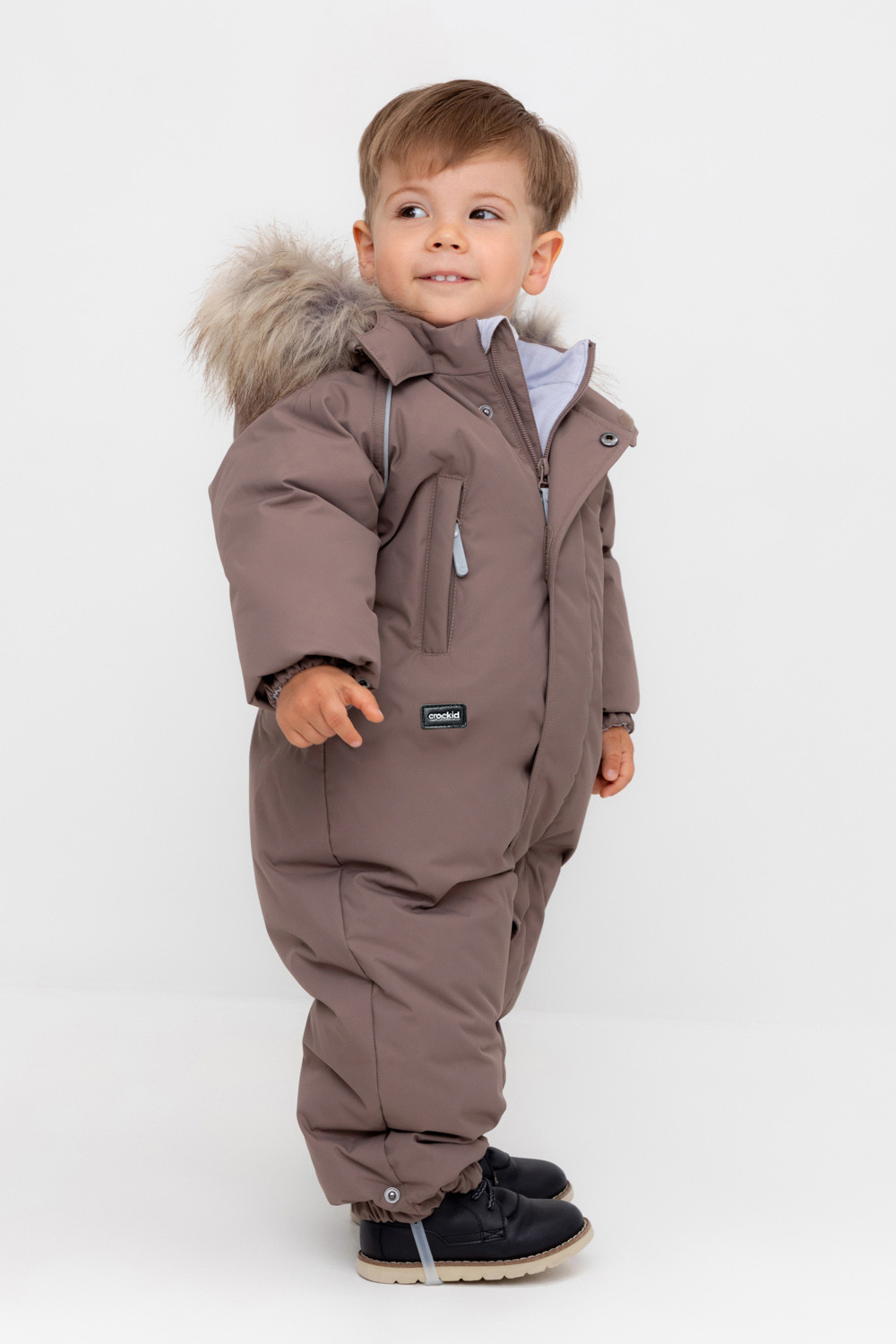 Комбинезоны утепленные для мальчика, артикул: ВК 60106/5 УЗГ, цвет: кофейный, фото 3