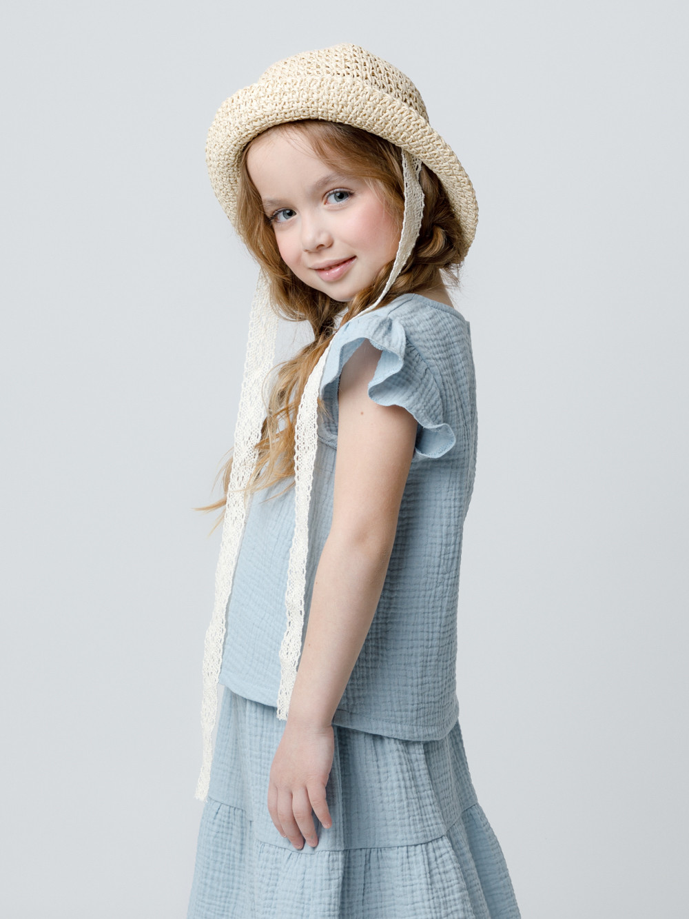 Футболка для девочки, артикул: ТК 30003, цвет: голубой, фото 3