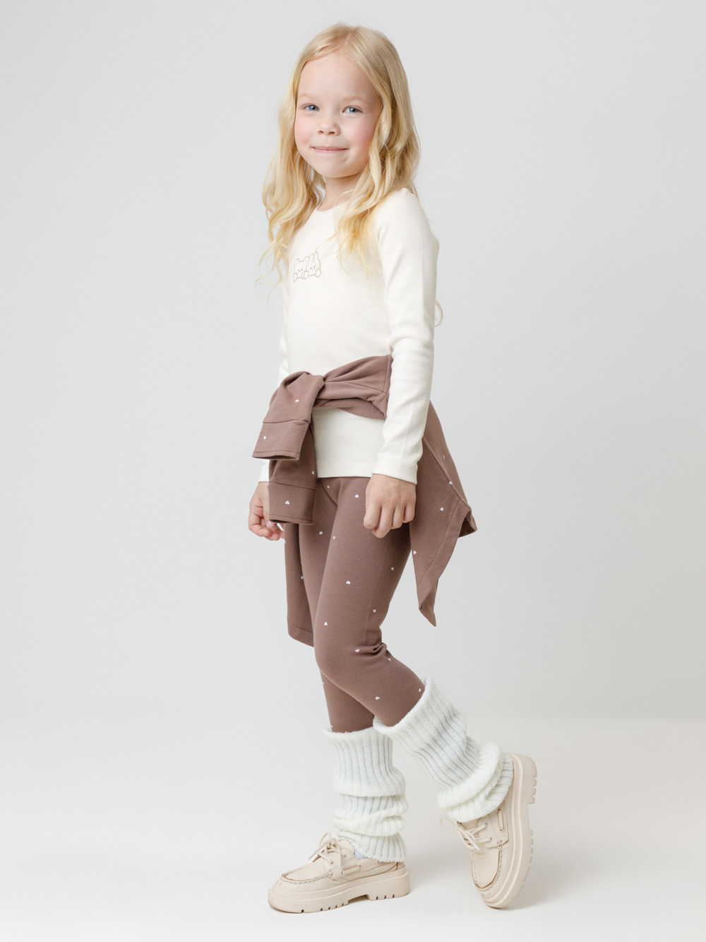 Лонгсливы для девочки, артикул: КР 302267, цвет: сахар, фото 3