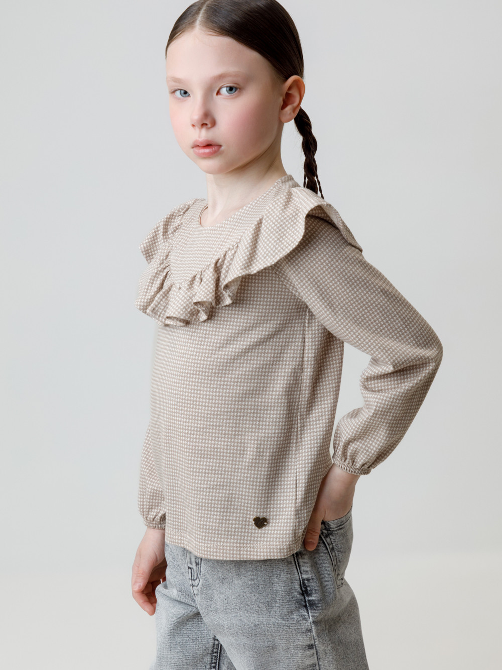Блузка для девочки, артикул: КР 302177, цвет: бежевый, фото 3