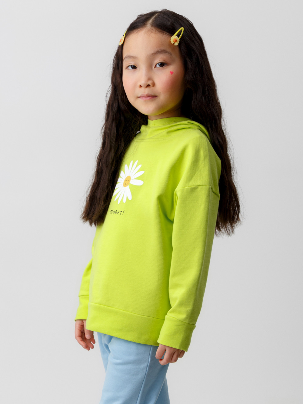 Худи для девочки, артикул: КП 302329, цвет: ярко-зеленый, фото 3