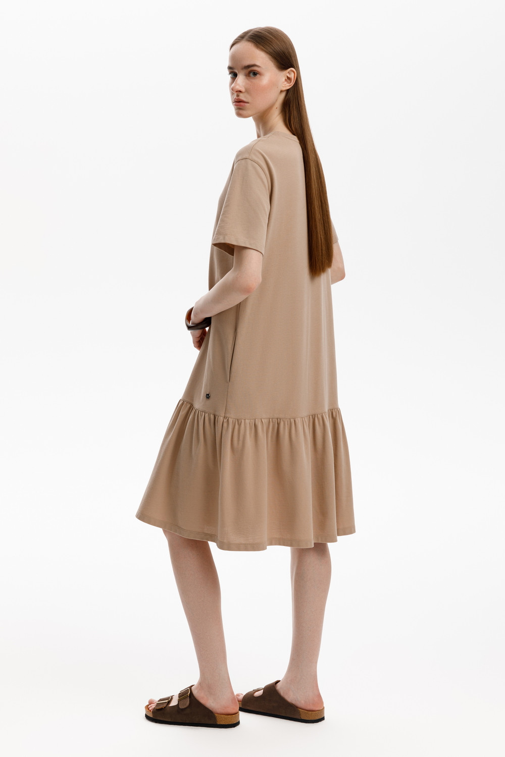 Платья женские для мам, артикул: ЕВТ 5075, цвет: бежевый, фото 3