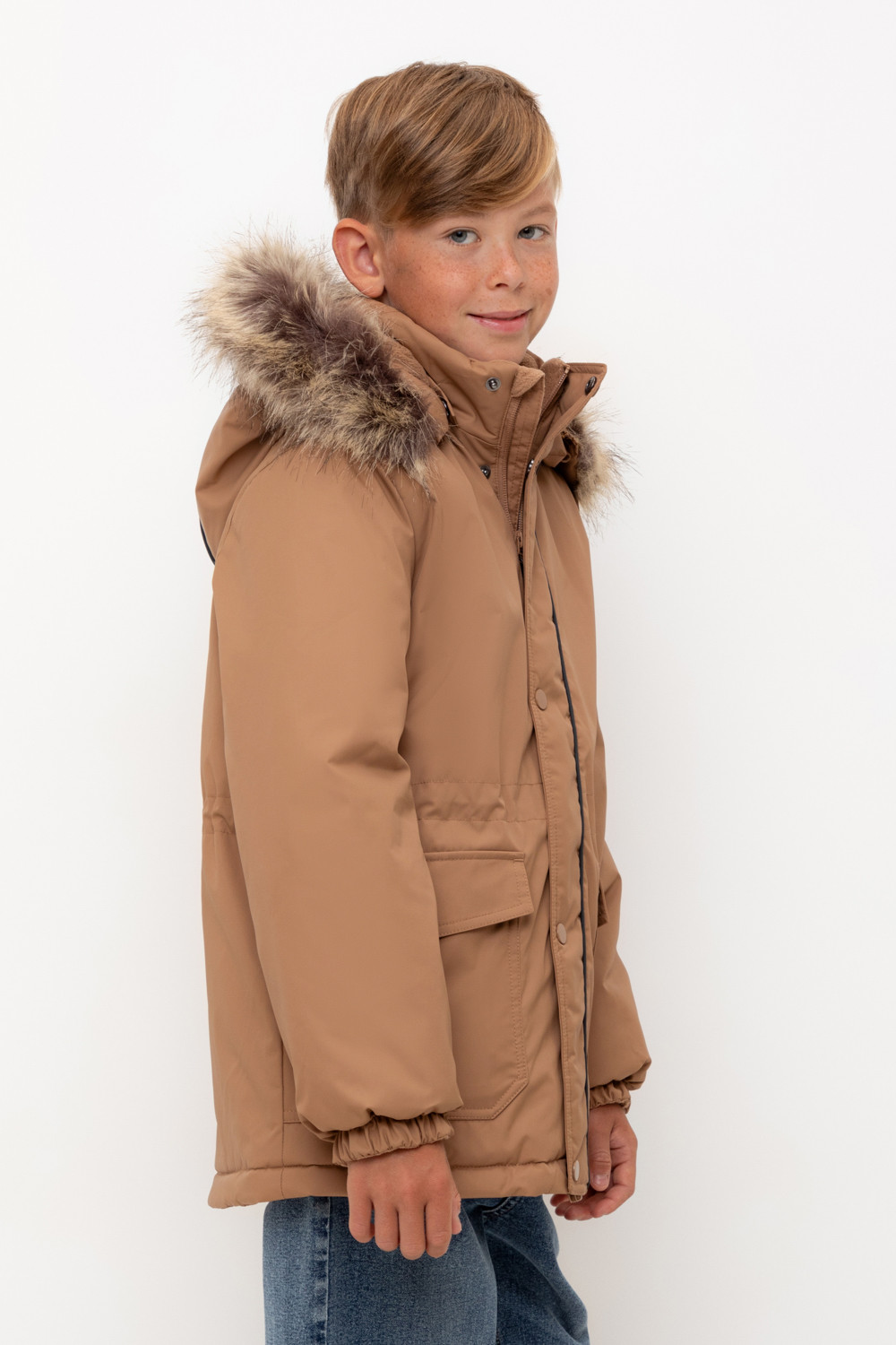 Пальто, плащи для мальчика, артикул: ВК 36096/1 УЗГ (122-158), цвет: коричневый, фото 3