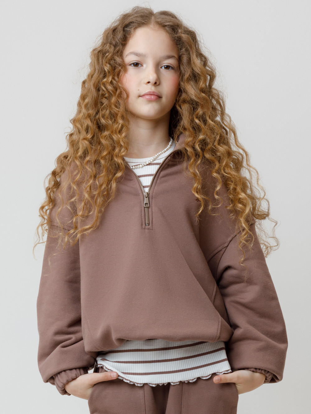Свитшоты для девочки, артикул: КР 302821, цвет: кофейный, фото 3