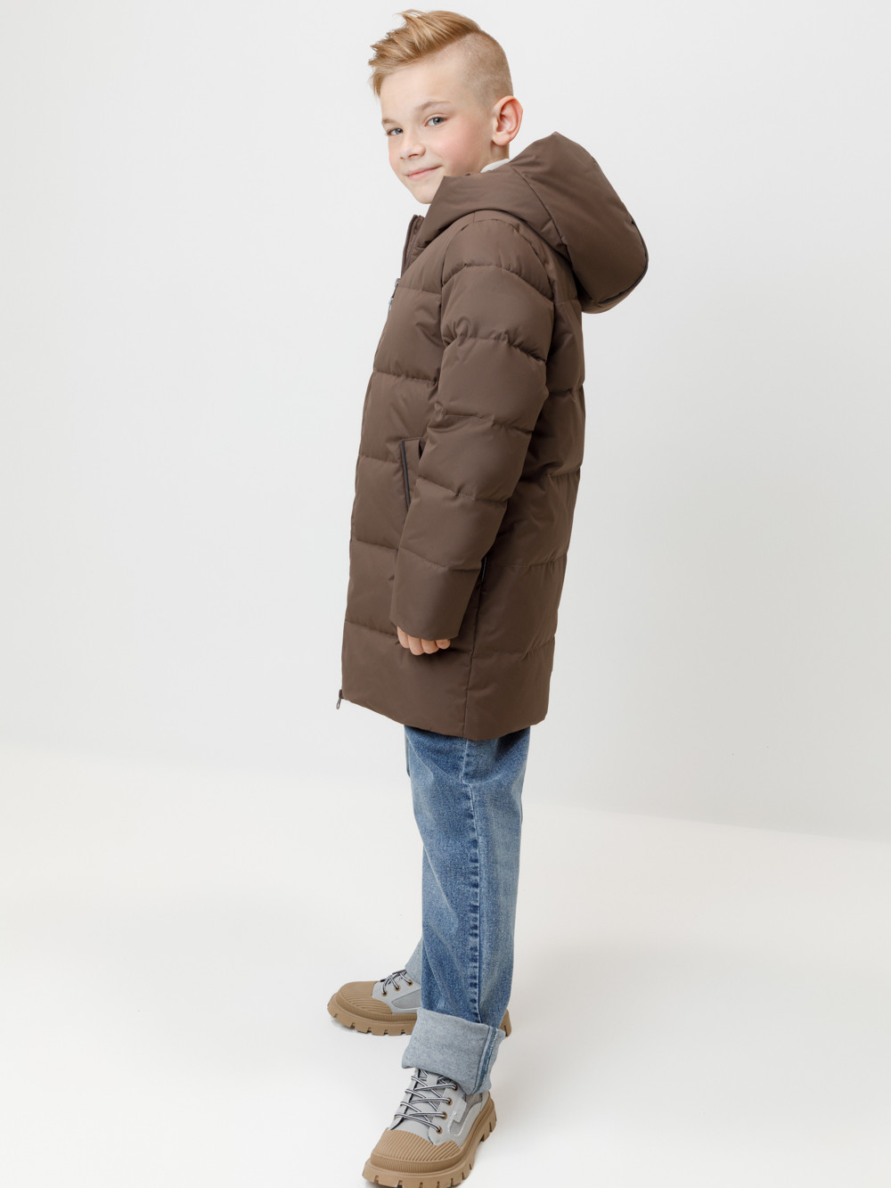 Пальто, плащи для мальчика, артикул: ВК 34070/7 УЗГ, цвет: коричневый, фото 3