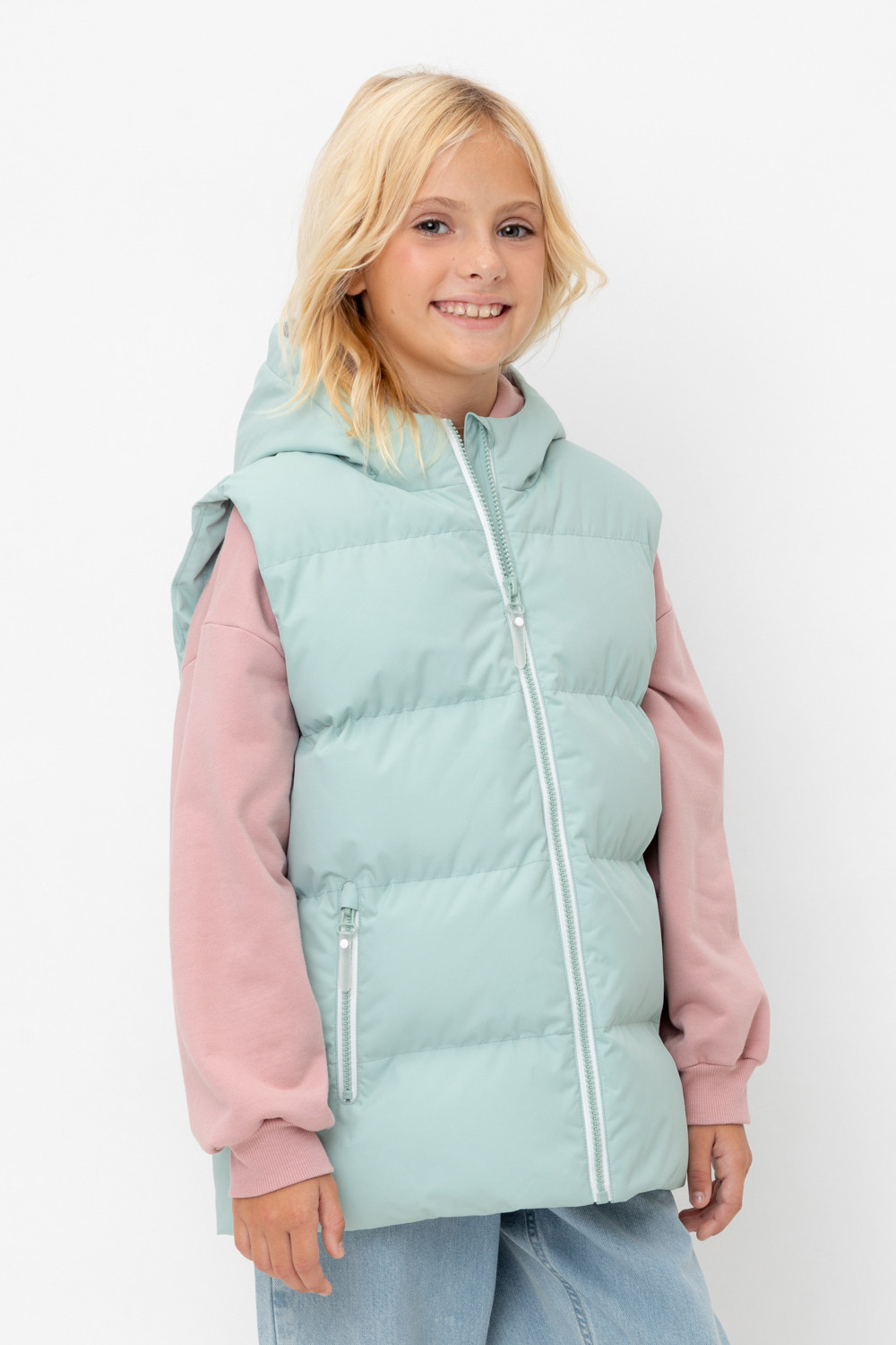 Жилет для девочки, артикул: ВК 35018/3 ГР (98-128), цвет: голубой, фото 3