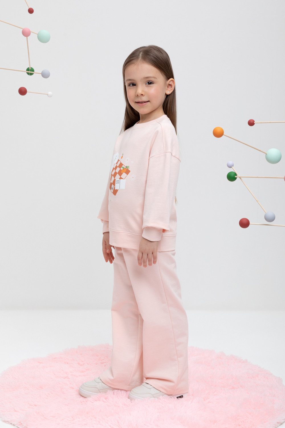 Брюки для девочки, артикул: КР 400689, цвет: светло-розовый, фото 3