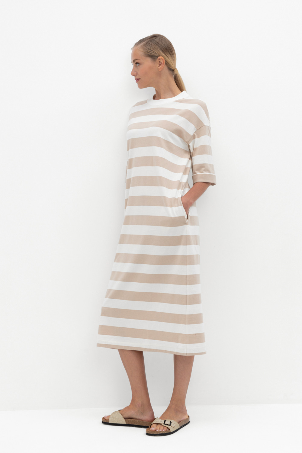 Платья женские для мам, артикул: ЕВТ 5040, цвет: бежевый, фото 3