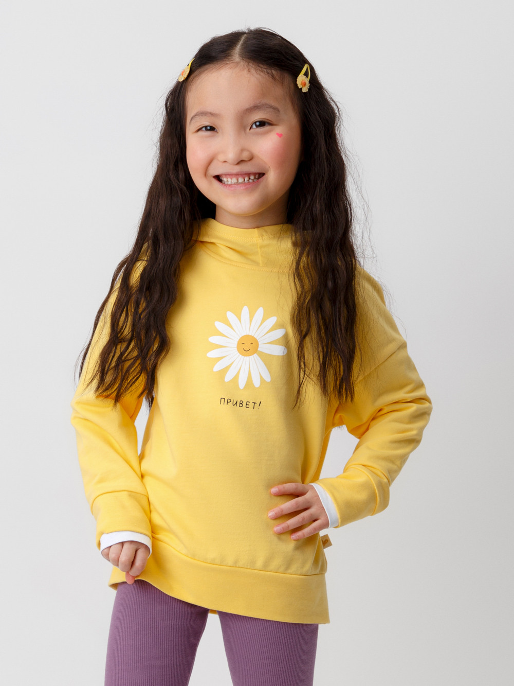 Худи для девочки, артикул: КП 302329, цвет: желтый, фото 2