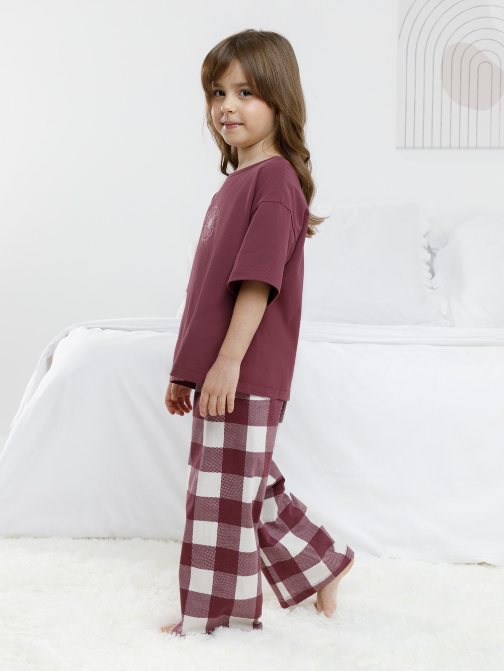 Пижама для девочки, артикул: МП 1657, цвет: коричневый, фото 3