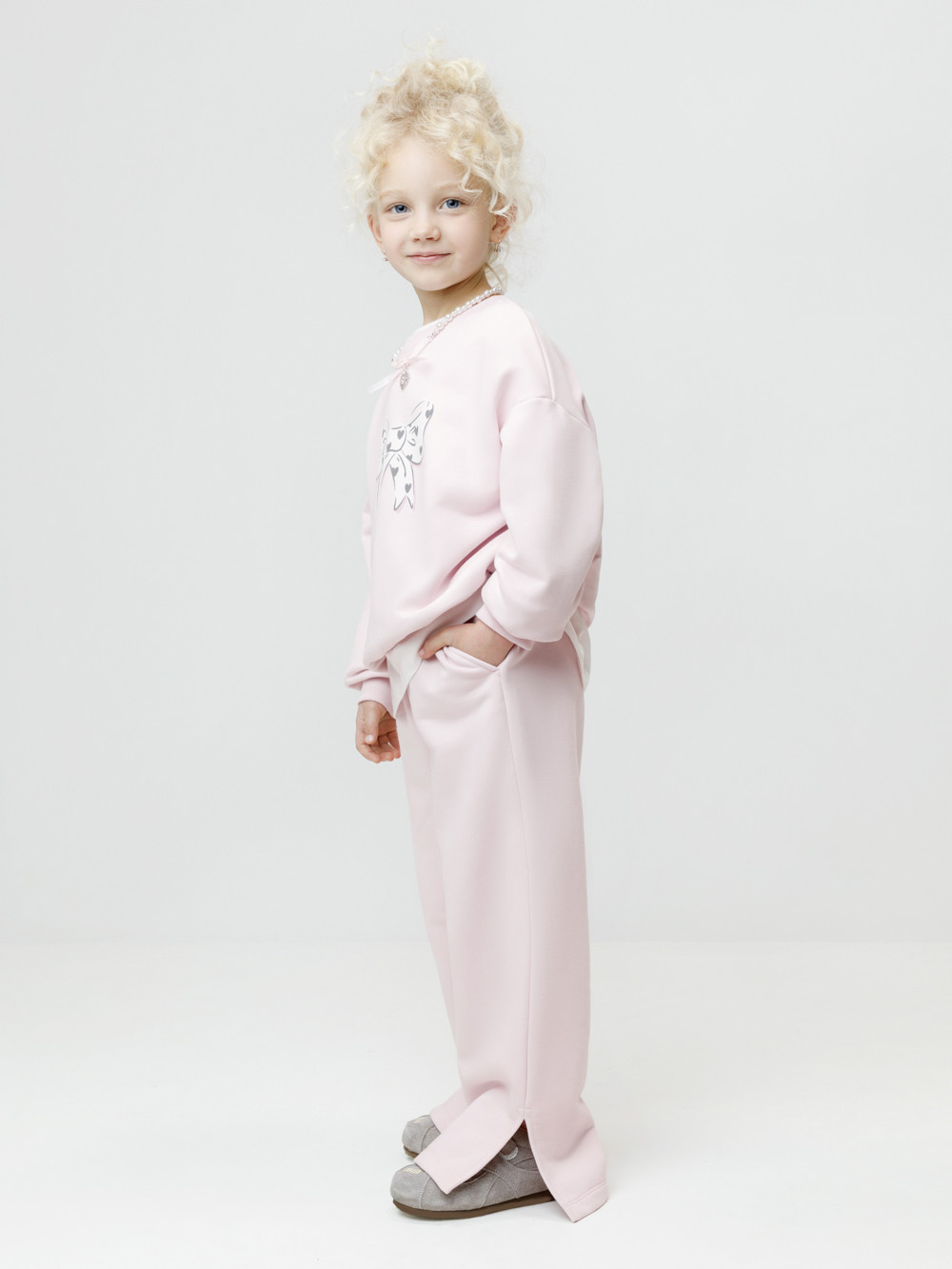 Брюки для девочки, артикул: КР 400935, цвет: светло-розовый, фото 3