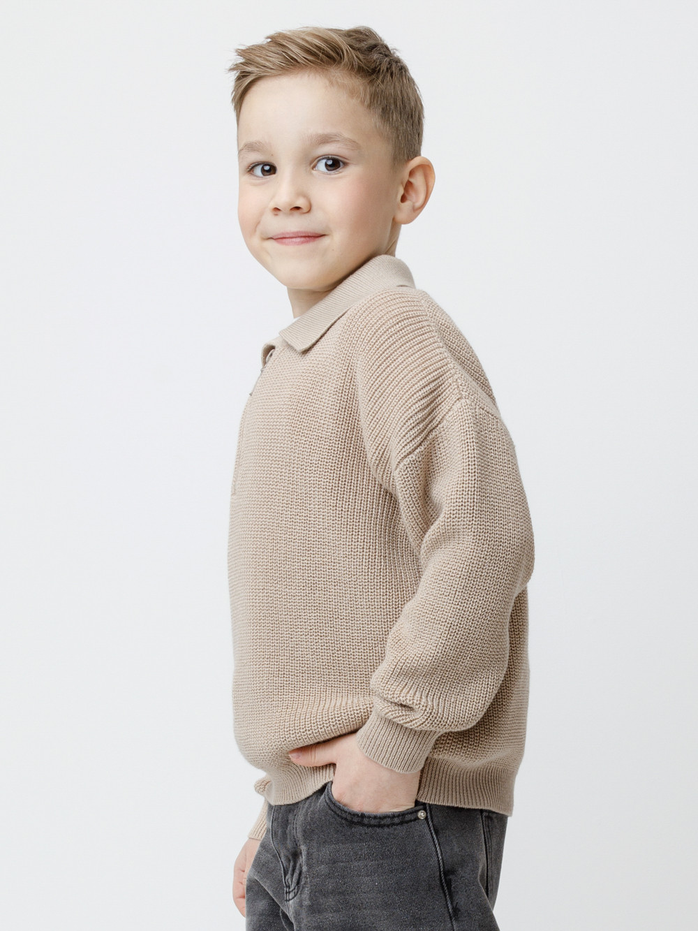 Джемпер для мальчика, артикул: КВ 30175, цвет: бежевый, фото 3