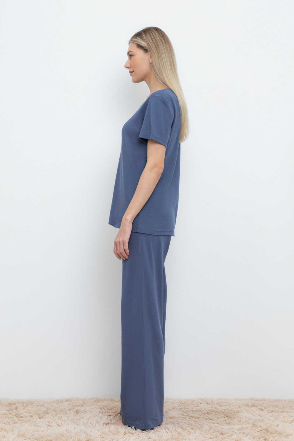 Брюки для дома для мам, артикул: Е 40053, цвет: синий, фото 3