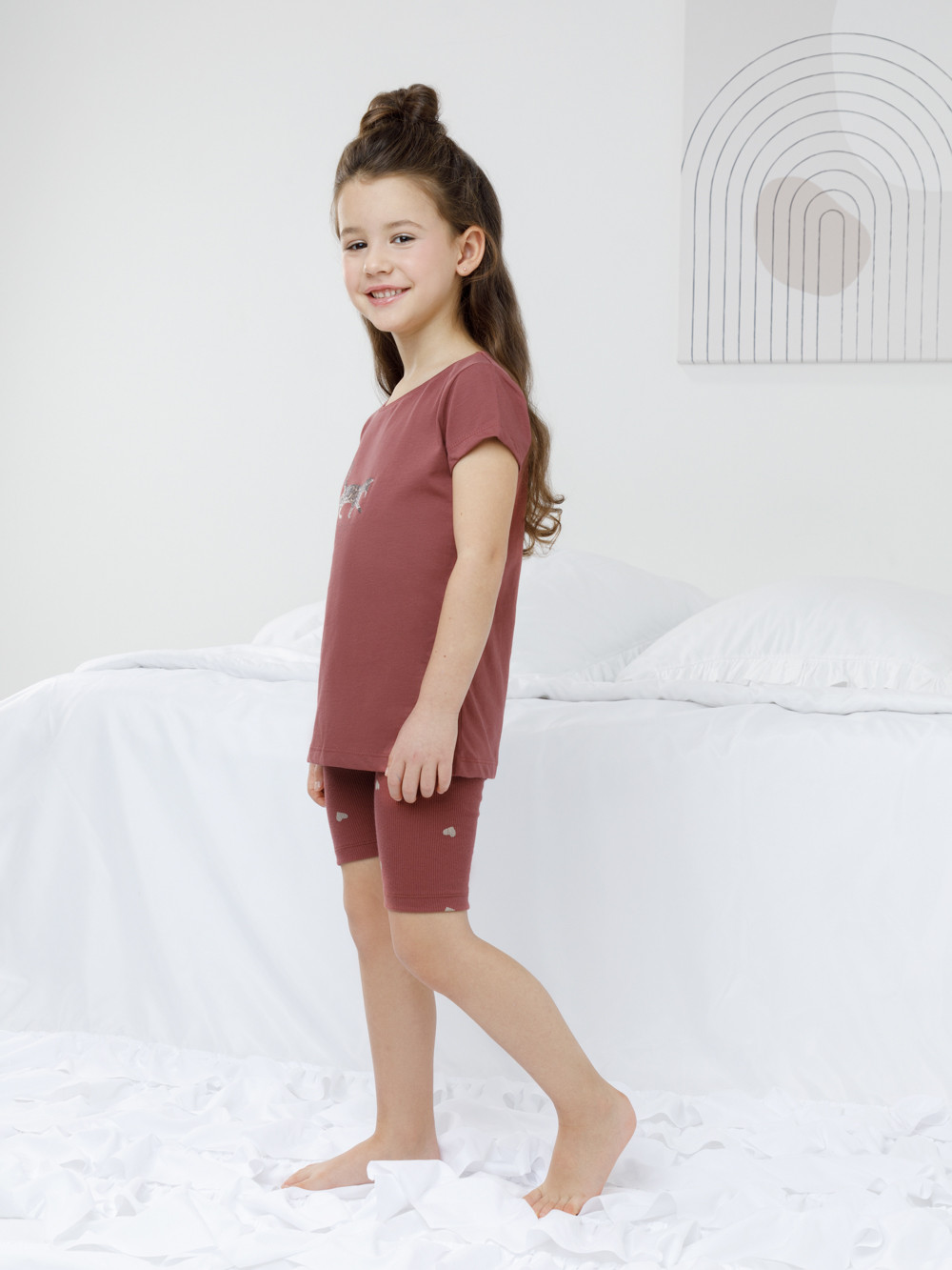 Пижама для девочки, артикул: К 1647, цвет: коричневый, фото 3