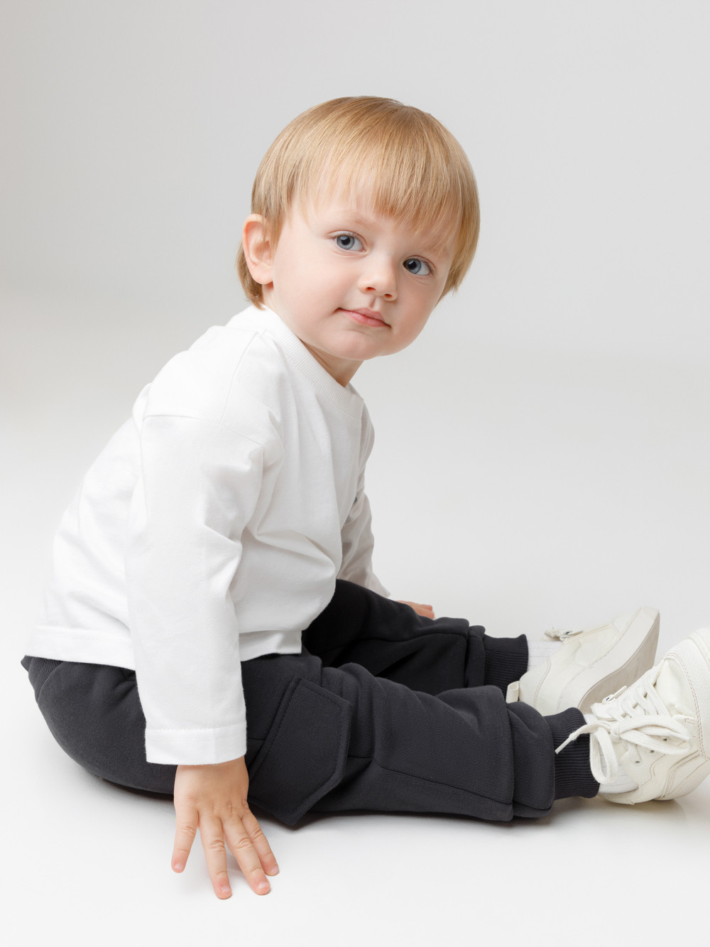 Лонгсливы для мальчика, артикул: КР 302847, цвет: сахар, фото 3