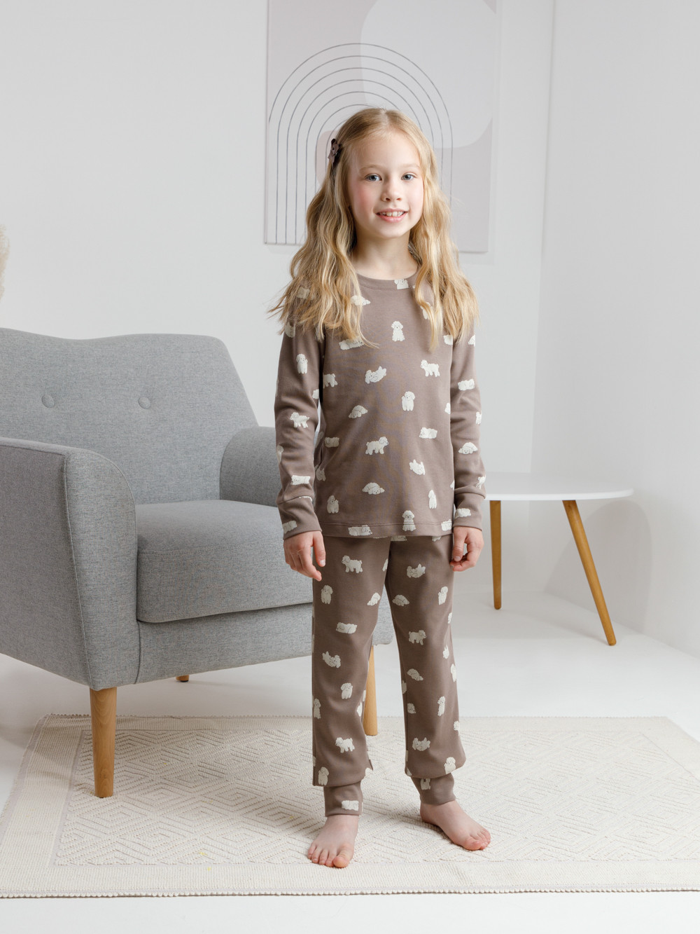 Пижама для девочки, артикул: К 1552, цвет: коричневый, фото 3