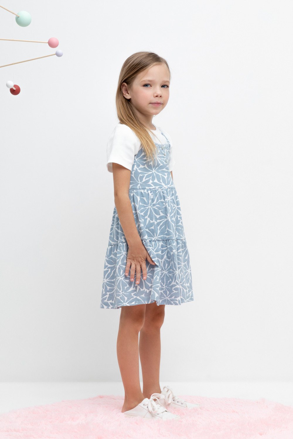 Сарафан для девочки, артикул: КР 5796, цвет: синий, фото 3