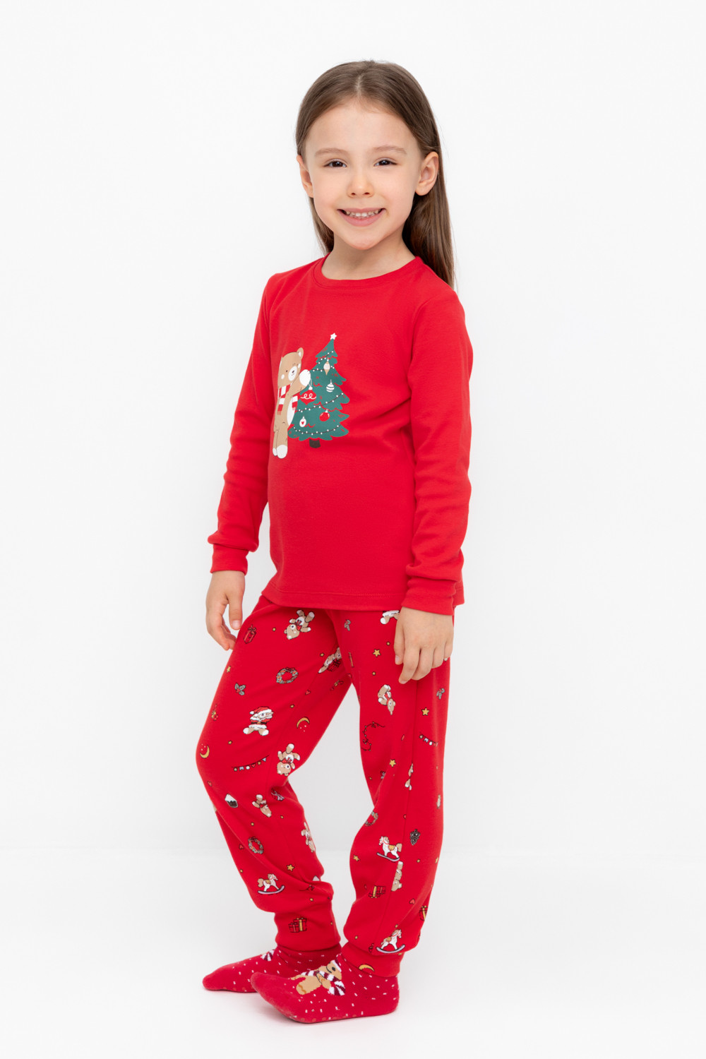 Пижама для девочки, артикул: К 1541, цвет: красный, фото 3