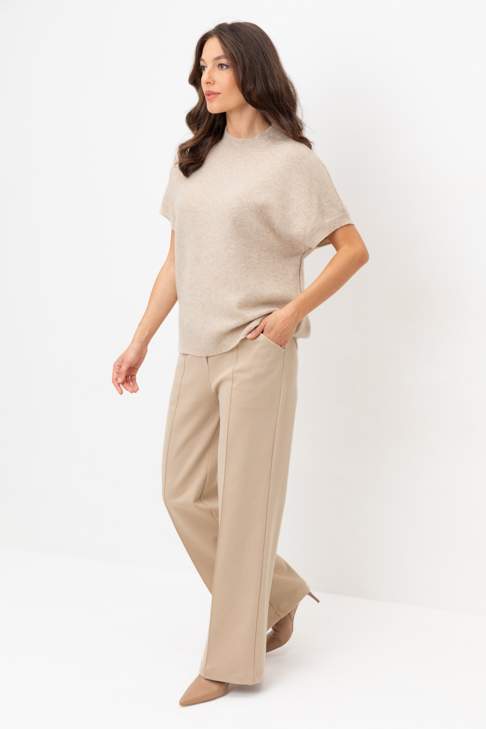 Брюки женские для мам, артикул: ЕВТ 4123, цвет: бежевый, фото 3