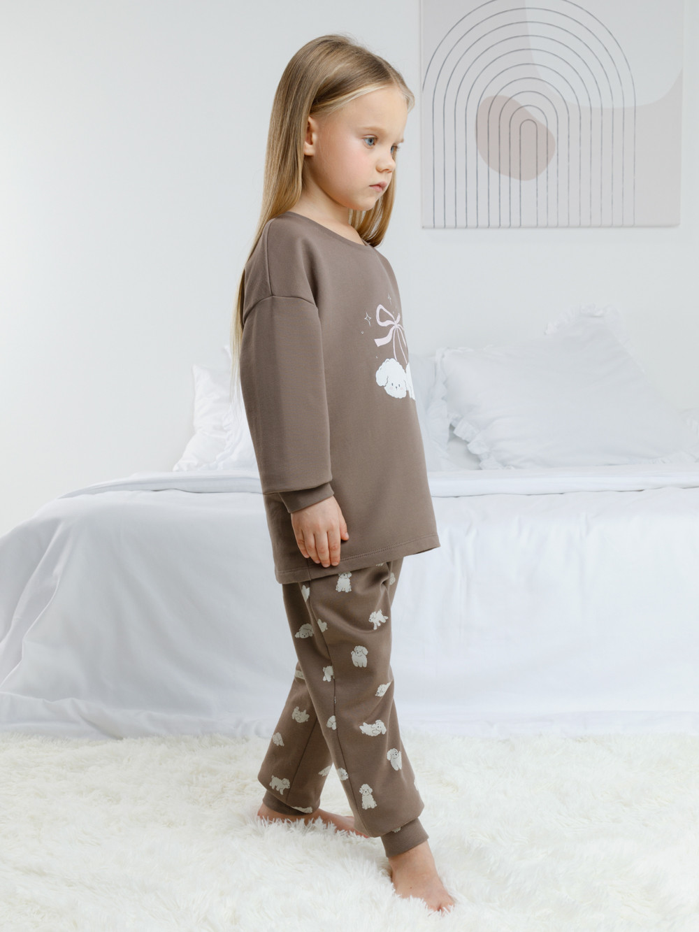 Пижама для девочки, артикул: К 1567, цвет: коричневый, фото 3