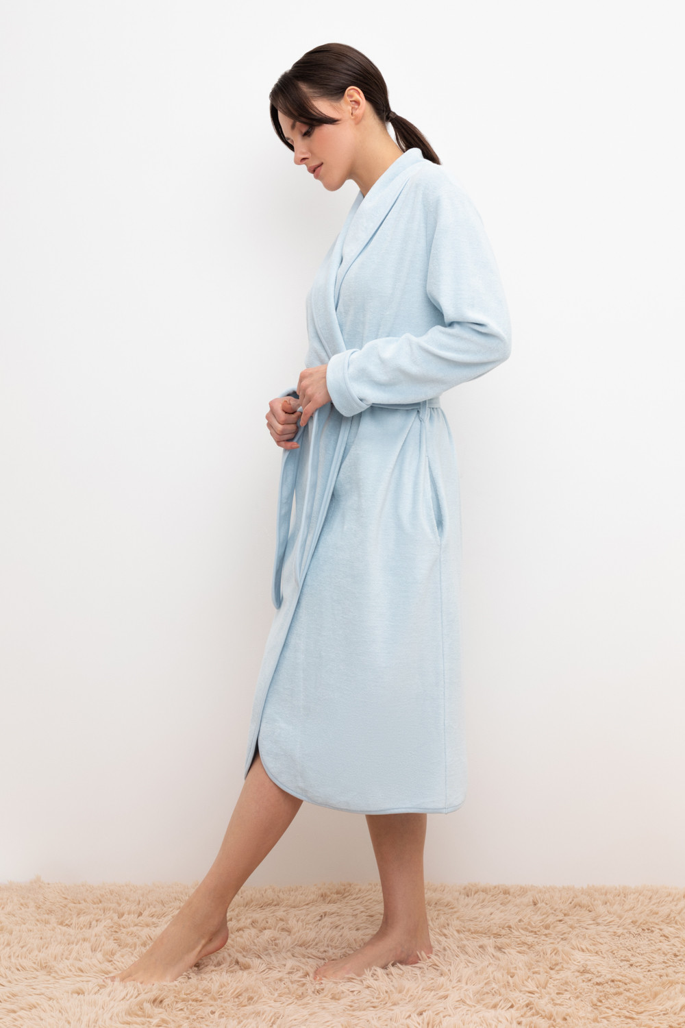 Халаты женские для мам, артикул: Е 50011, цвет: голубой, фото 3